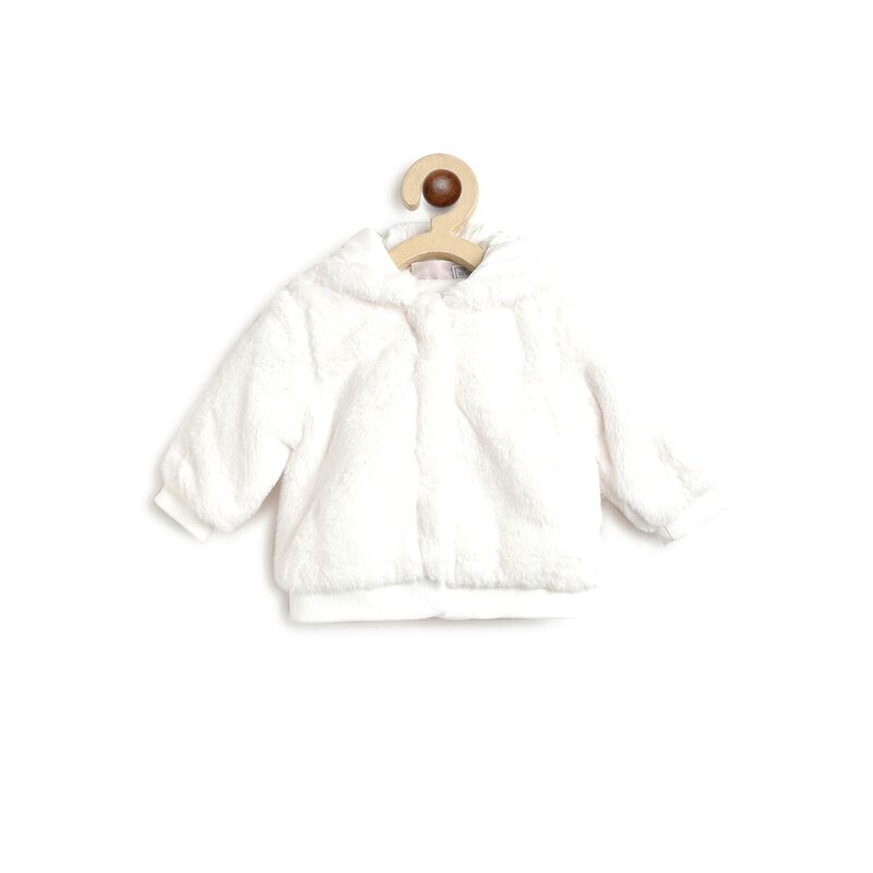 Girls Faux Fur Front Open Cardigan with Hood image number null
